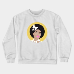 Girl with Butterflies In Her Afro - Yellow Circle Crewneck Sweatshirt